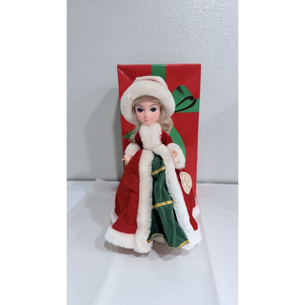 Vintage 1989 Brinn’s Musical Porcelain Victorian Santa Doll 14” With Box